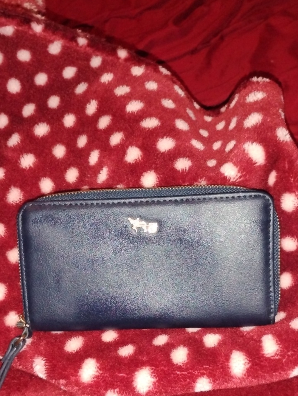 U.S. Polo Assn. Navy Zip-Around Wallet with Silver Rhino